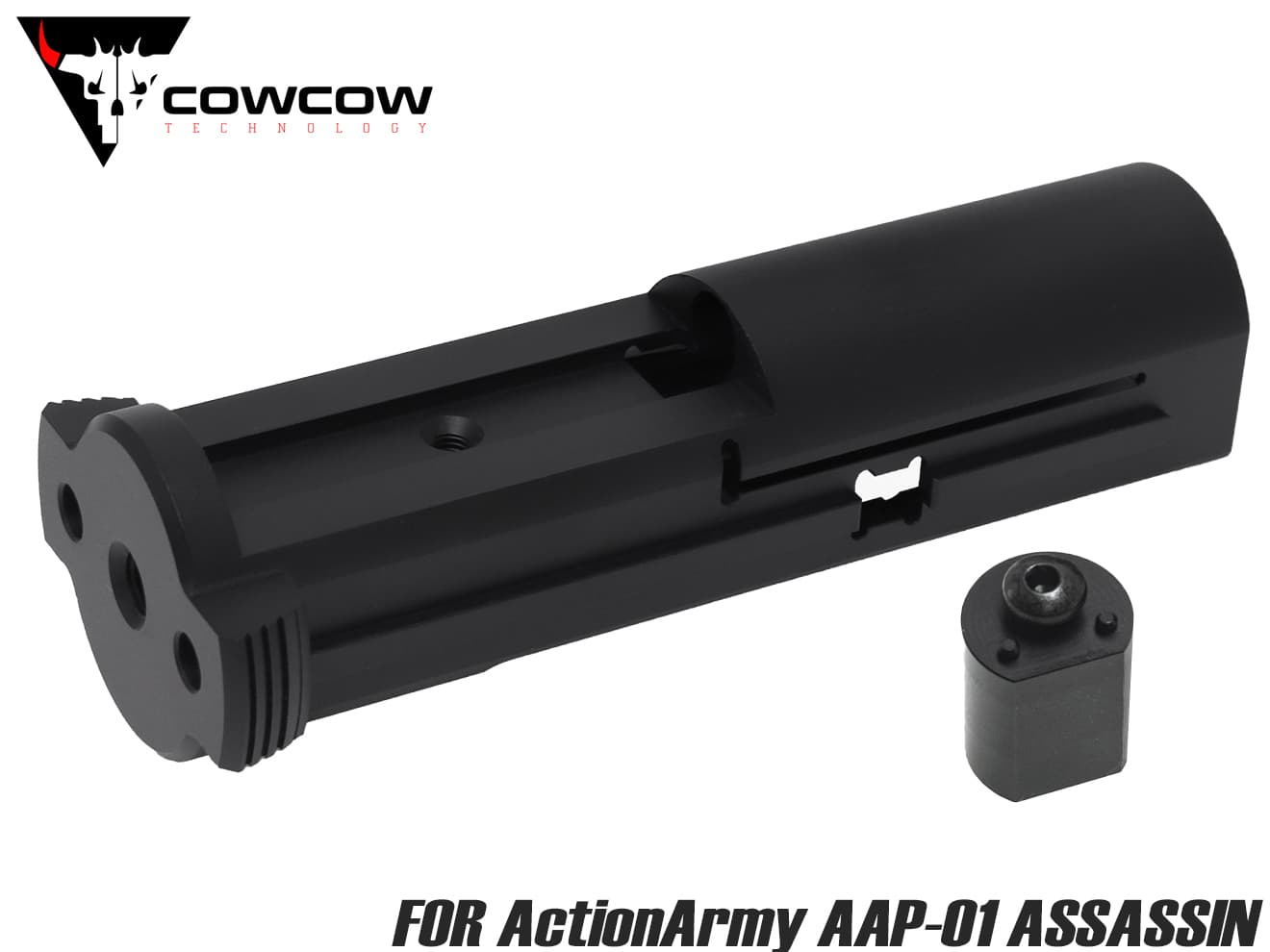 A7075　ミリタリーベース　COWCOW　BASE　AAP-01　ミリタリーベース　ウルトラライトウェイト　for　ブローバックユニット　TECHNOLOGY　CNC　シルバー]　–　ActionArmy　[カラー：ブラック　MILITARY