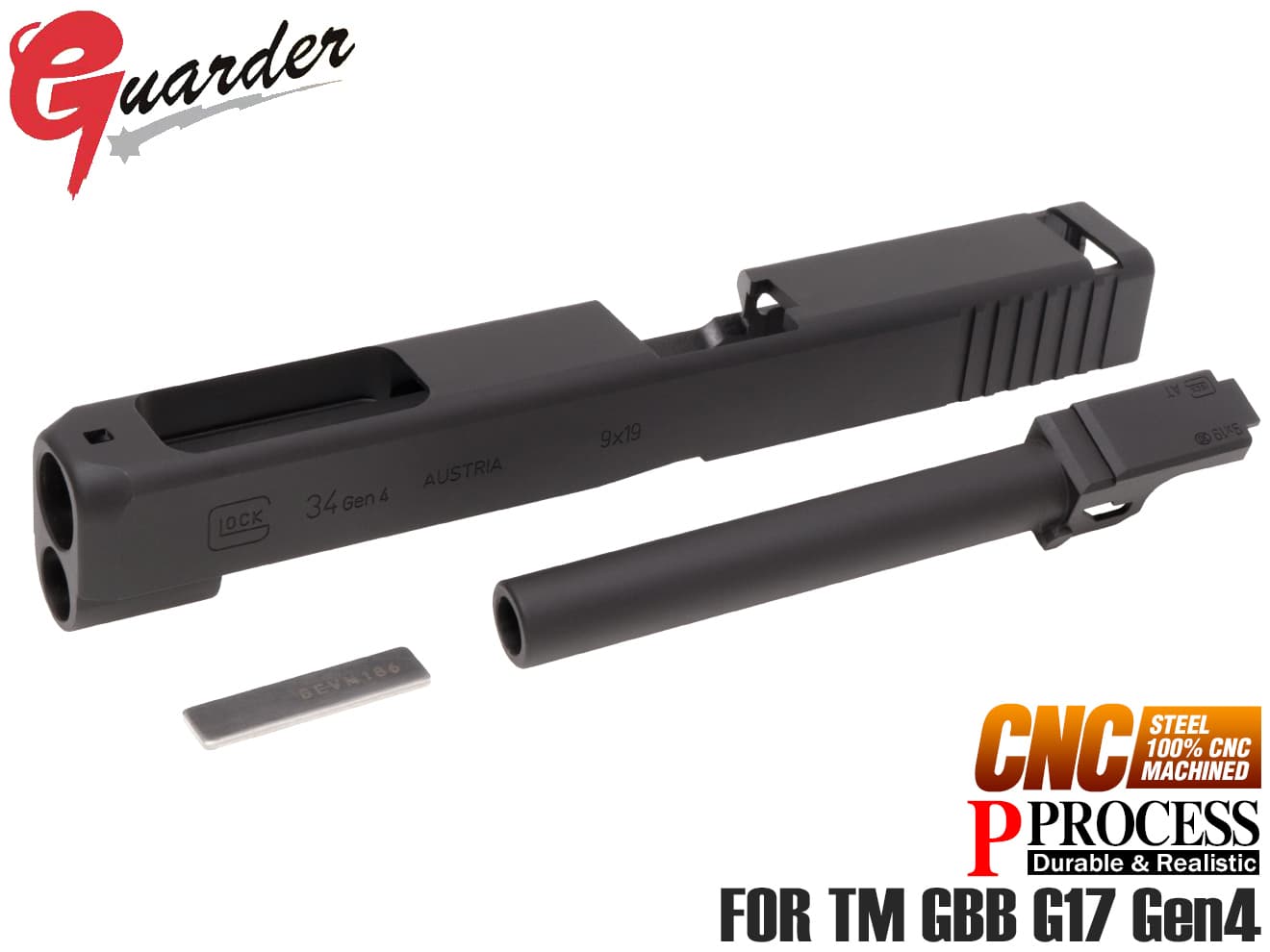 –　Gen4　Gen4　MILITARY　スライド/バレル　セット　GUARDER　9mm　G17　for　ミリタリーベース　G34　スチールCNC　ミリタリーベース　マルイ　BASE