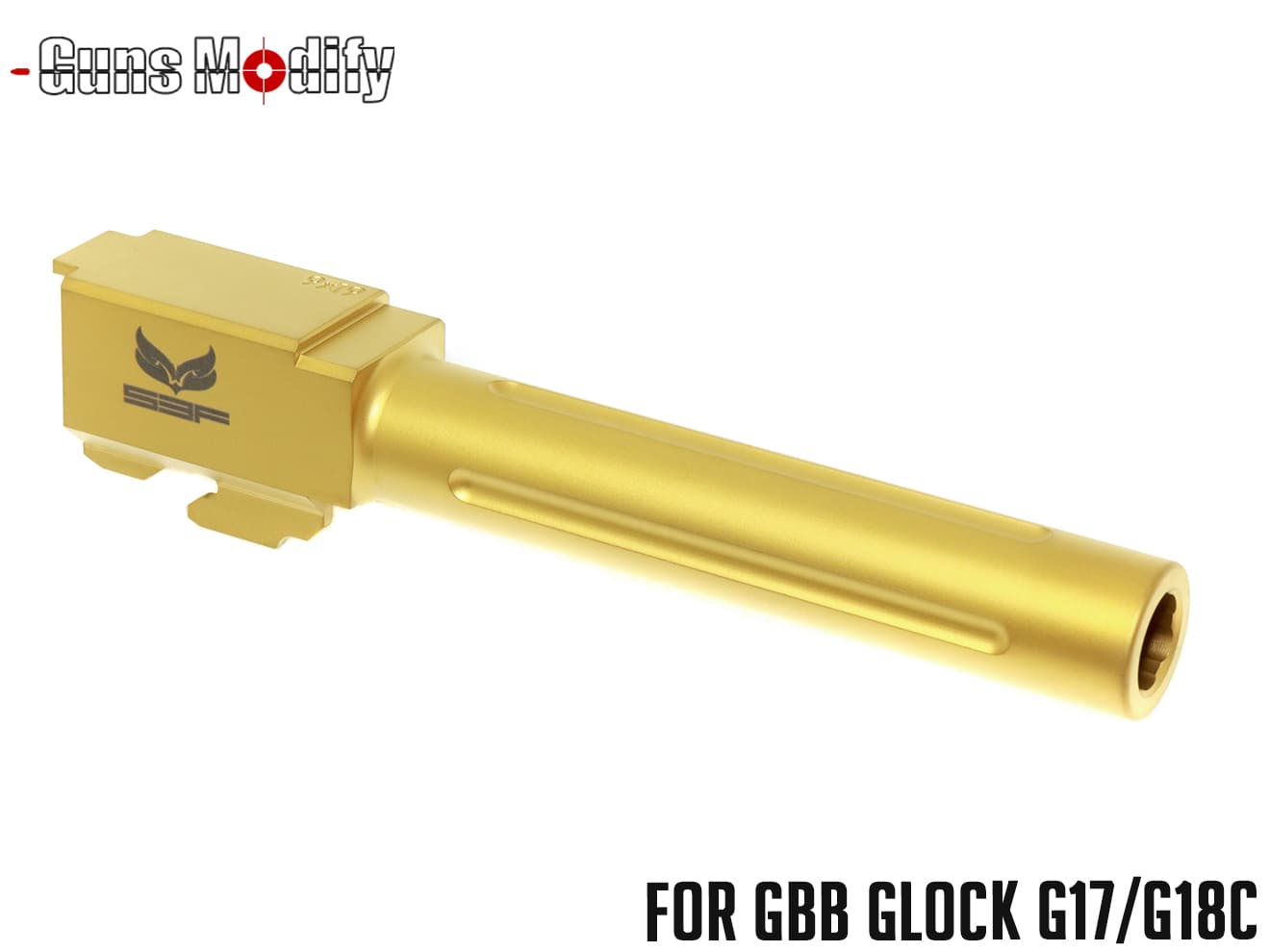 Guns Modify S3F G17 フルートタイプバレル (14mm逆ネジ) 東京マルイ G17、22用 ゴールド