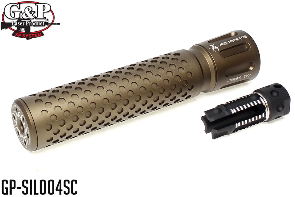 G&P バイオインフェクテッド サイレンサー w/ 3プロングハイダー 14mm正ネジ FDE