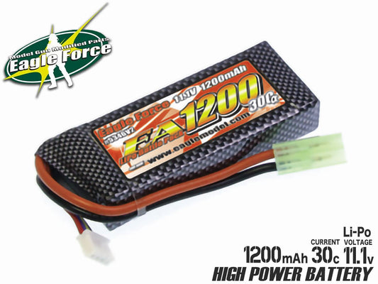 EAGLE FORCE EA1200 11.1V 30C+α Li-Poバトルパック ミニSタイプ