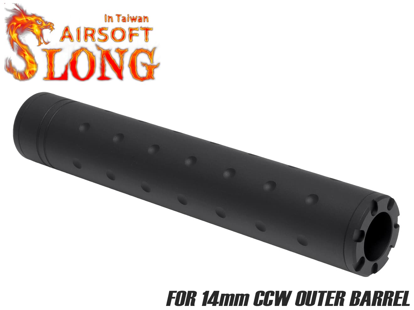 SLONG AIRSOFT ワイドホール ロングサプレッサー for 14mmCCW BK