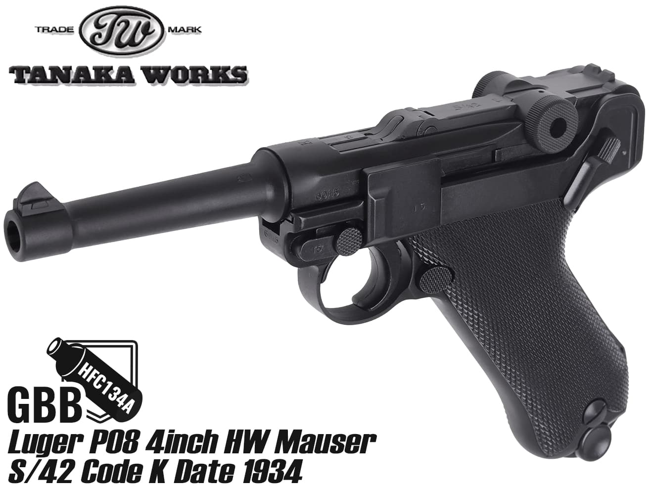 タナカワークス GBB Luger P08 4inch HW Mauser S/42 Code K