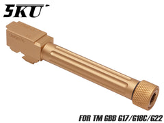 5KU アルミCNC フルート スレッドアウターバレル CCW for TM G17 / G18C / G22 [カラー：ブラック / ゴールド]