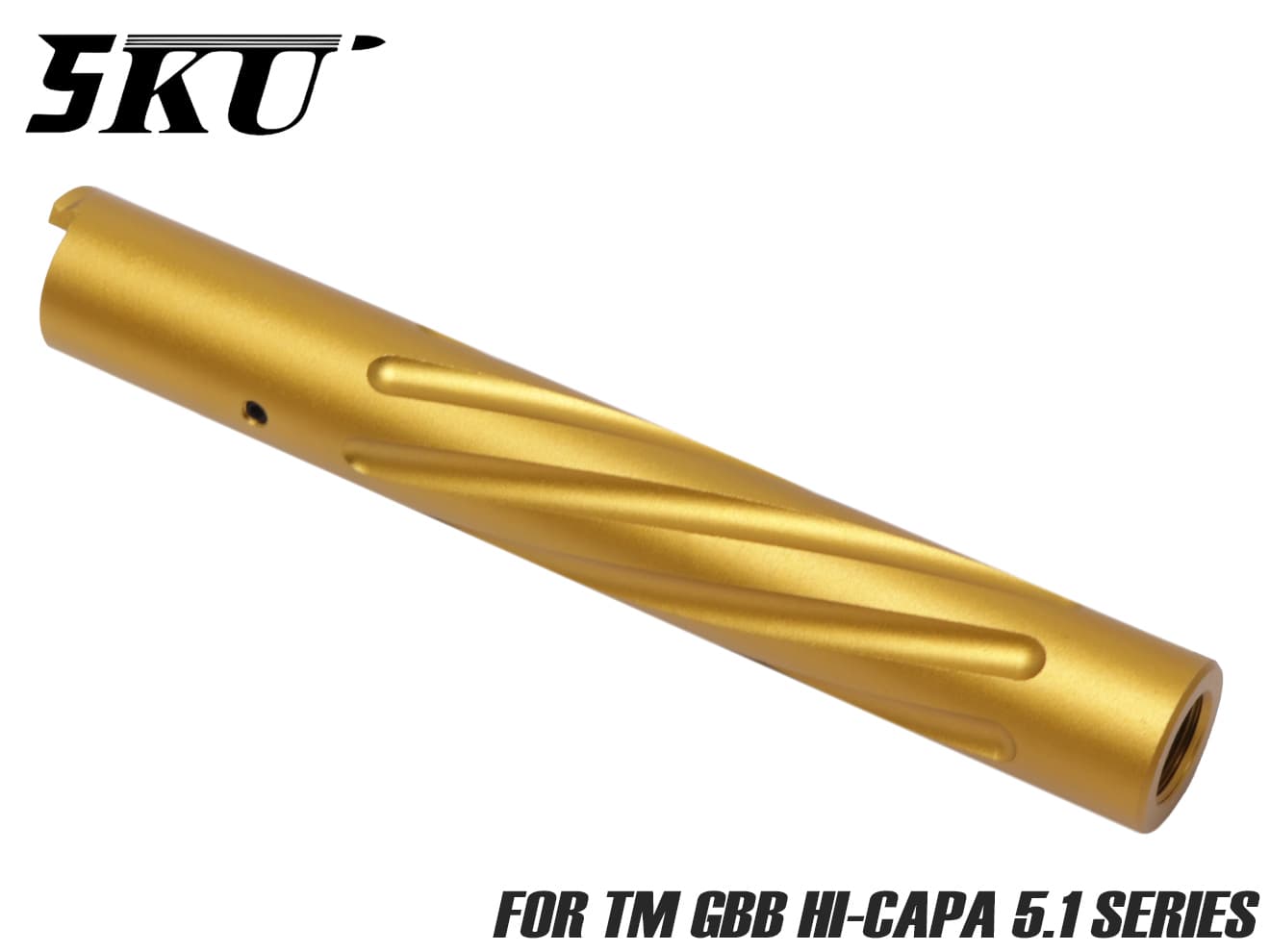 5KU アルミCNC ノンリコイル アウターバレル スパイラルフルート for TM Hi-CAPA 5.1 [カラー：ブラック / ゴールド / シルバー]