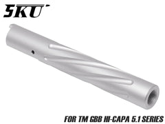 5KU アルミCNC ノンリコイル アウターバレル スパイラルフルート for TM Hi-CAPA 5.1 [カラー：ブラック / ゴールド / シルバー]