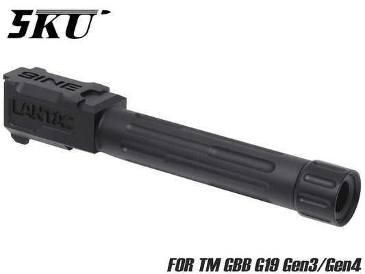 5KU Lantacタイプ 9INE アルミCNC スレッドアウターバレル for TM G19 Gen3/Gen4 [カラー：ブラック / シルバー / ゴールド]