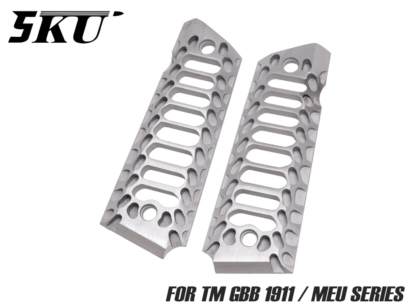 5KU VDタイプ コブラスケルトン アルミCNC グリップパネル for TM 1911 / MEU [カラー：ブラック / デュアル / シルバー]