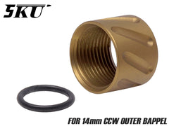 5KU ステンレスCNC ツイストフルート スレッドプロテクター A for 14mm逆ネジ [カラー：ブラック / ゴールド / シルバー]