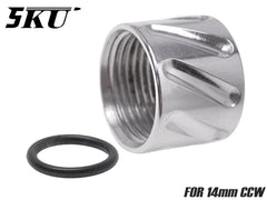 5KU ステンレスCNC ツイストフルート スレッドプロテクター A for 14mm逆ネジ [カラー：ブラック / ゴールド / シルバー]