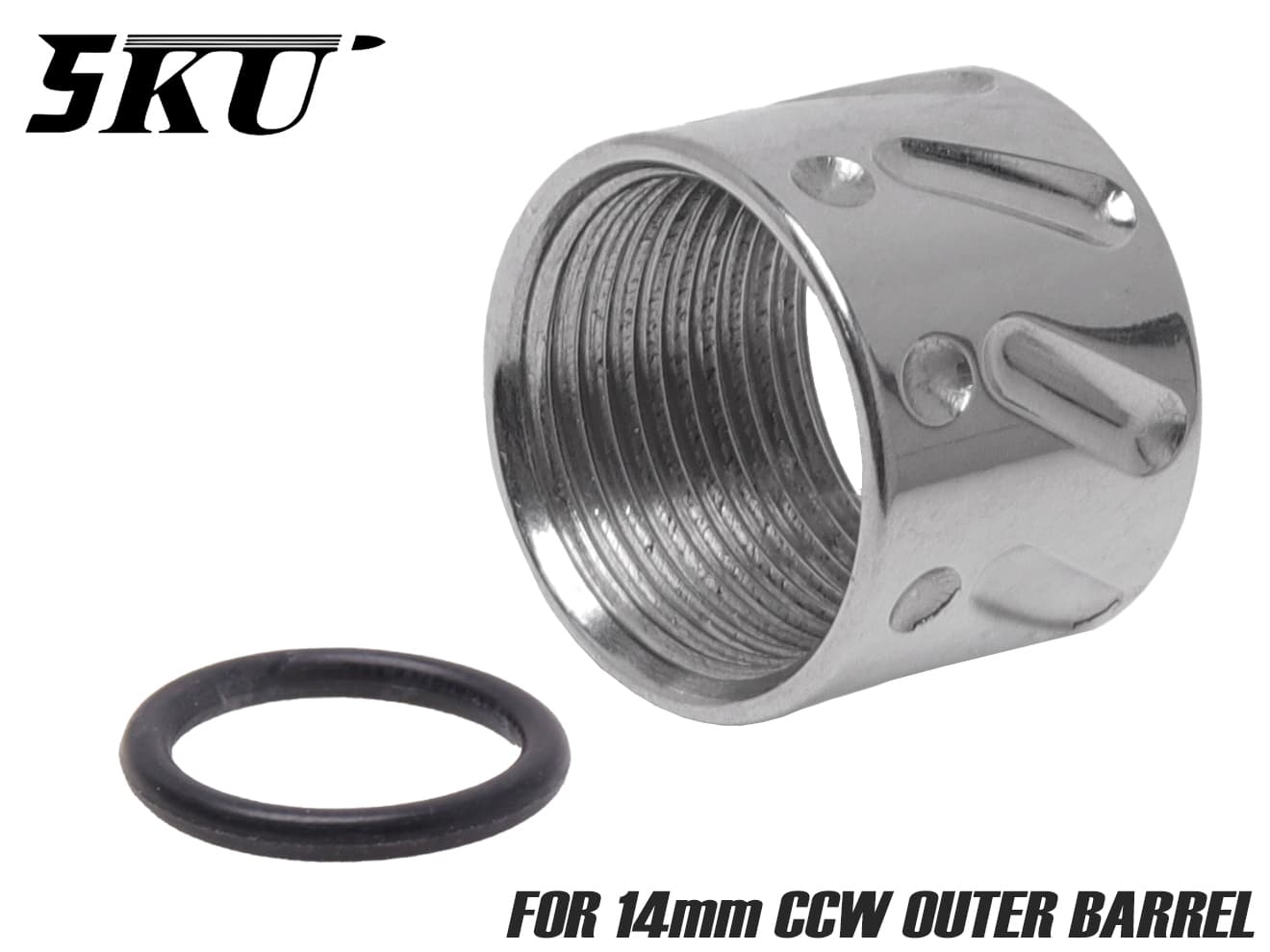 5KU ステンレスCNC ツイストフルート スレッドプロテクター B for 14mm逆ネジ [カラー：ブラック / ゴールド / シルバー]