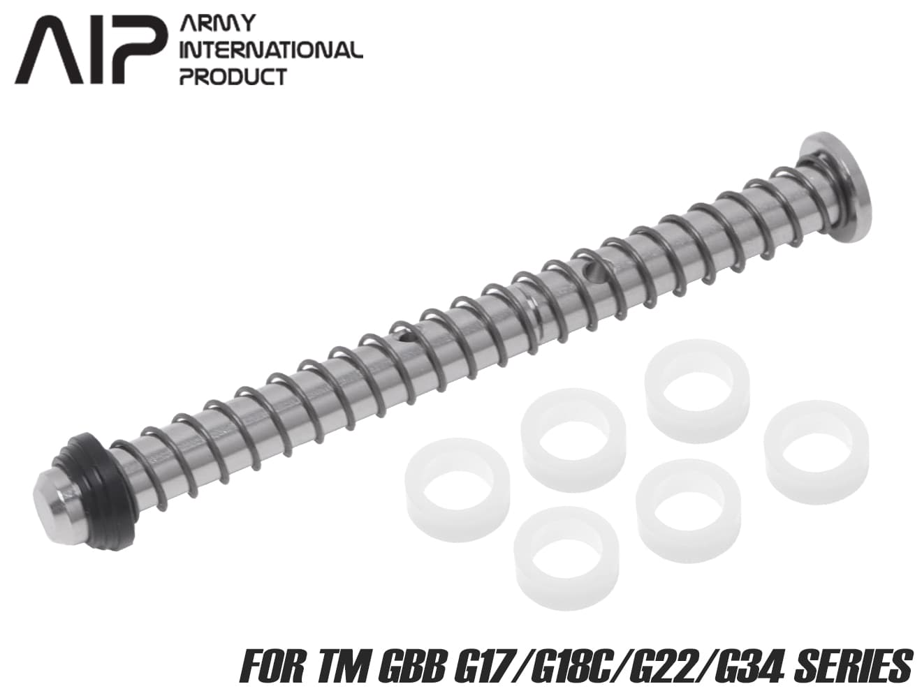 AIP ステンレス リコイルスプリングガイド w /  バッファ for TM G17 / G18C / G22 / G34 Gen3 [カラー：BK / SILVER]