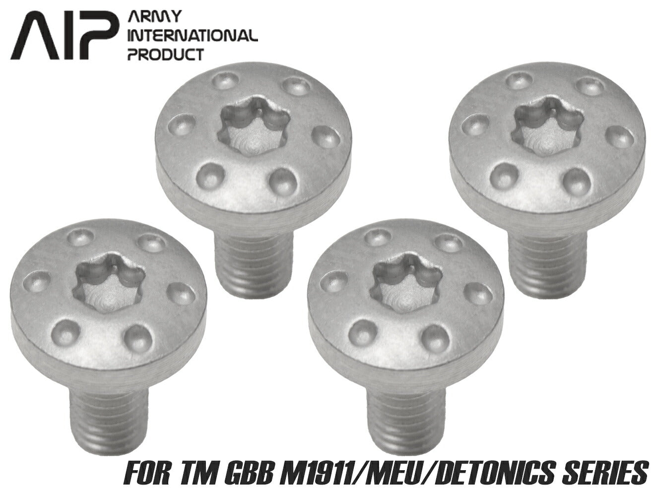AIP スチール グリップスクリュー  トルクス M1911/MEU/DETONICS [タイプ・カラー：タイプ1・BK / タイプ1・SV / タイプ2・BK / タイプ2・SV / タイプ3・BK / タイプ3・SV]