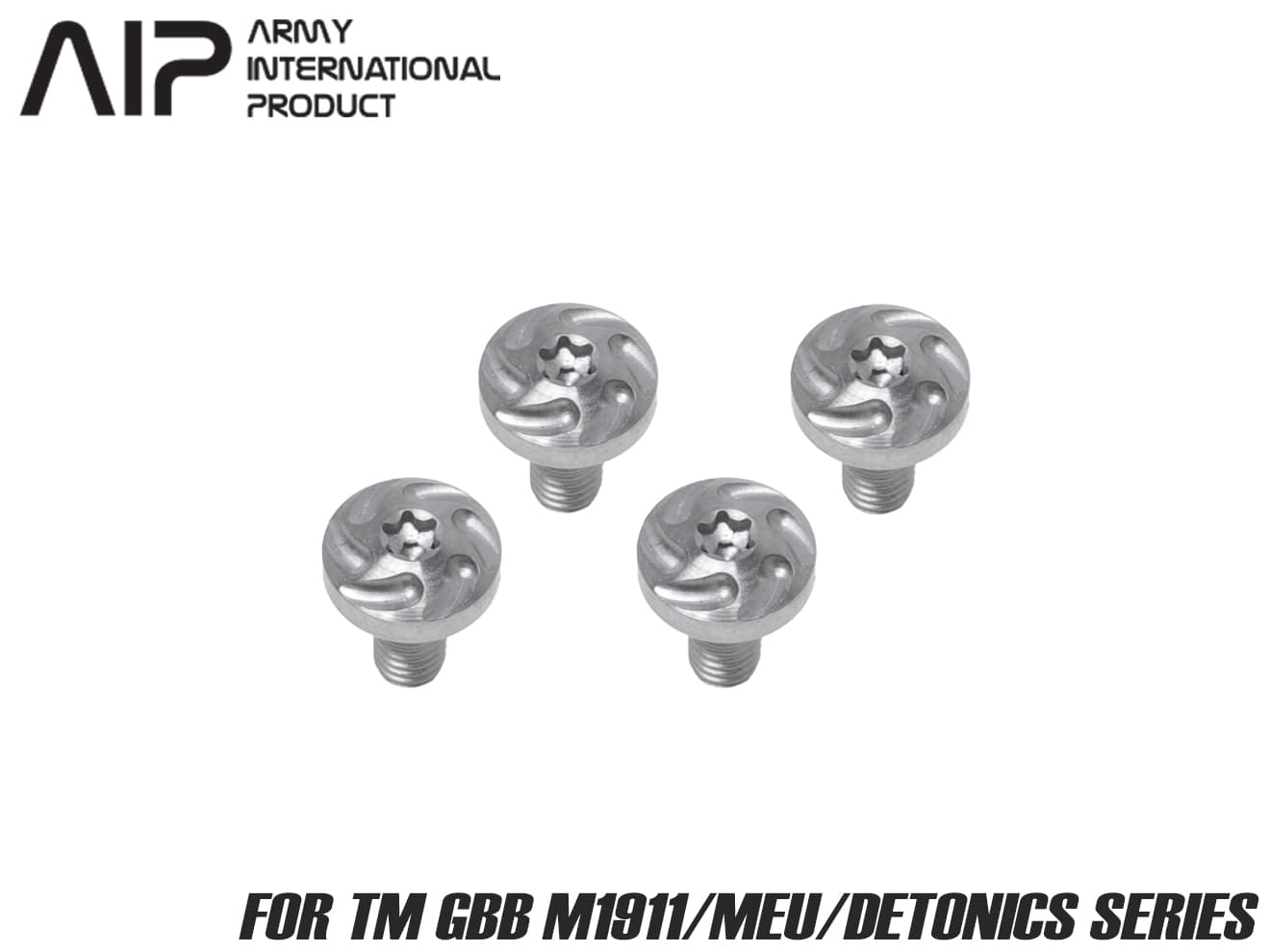AIP スチール グリップスクリュー  トルクス M1911/MEU/DETONICS [タイプ・カラー：タイプ1・BK / タイプ1・SV / タイプ2・BK / タイプ2・SV / タイプ3・BK / タイプ3・SV]
