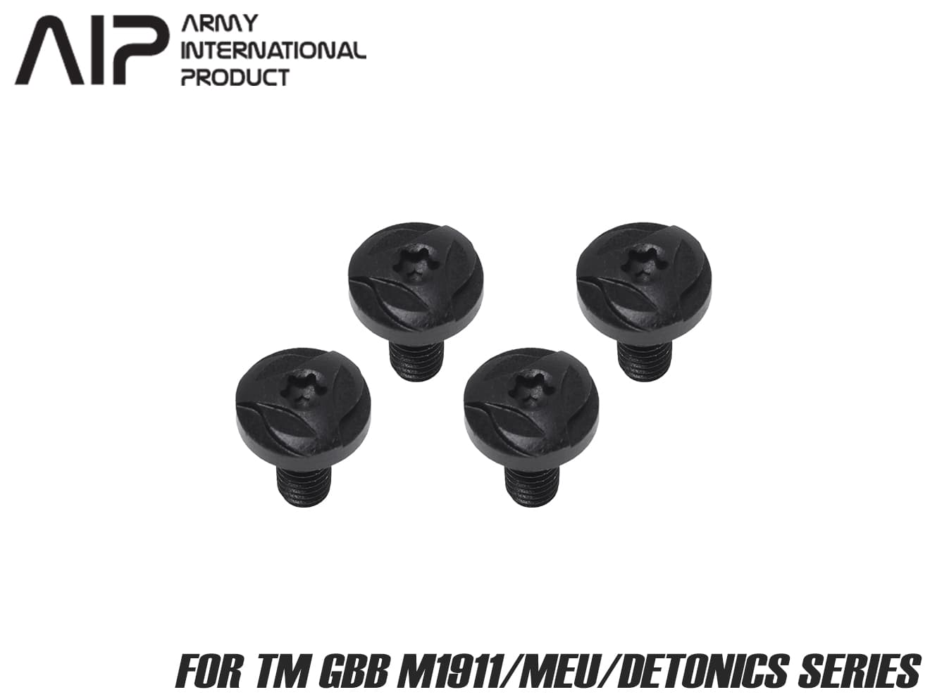 AIP スチール グリップスクリュー  トルクス M1911/MEU/DETONICS [タイプ・カラー：タイプ1・BK / タイプ1・SV / タイプ2・BK / タイプ2・SV / タイプ3・BK / タイプ3・SV]