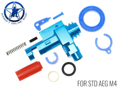 【送料無料】AOLS 同軸式 アルミCNCホップアップチャンバー AEG M4 [カラー：シルバー / ブルー]