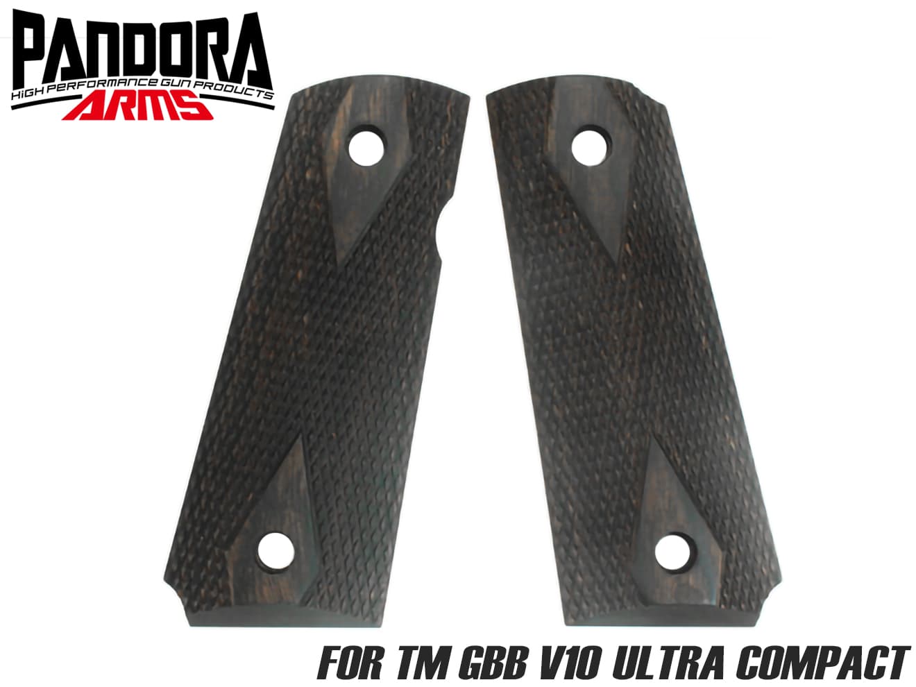 PANDORA ARMS ウッドグリップ  V10 ULTRA COMPACT [カラー：チェッカーブラウン / チェッカーダークブラウン / チェッカーレッド]