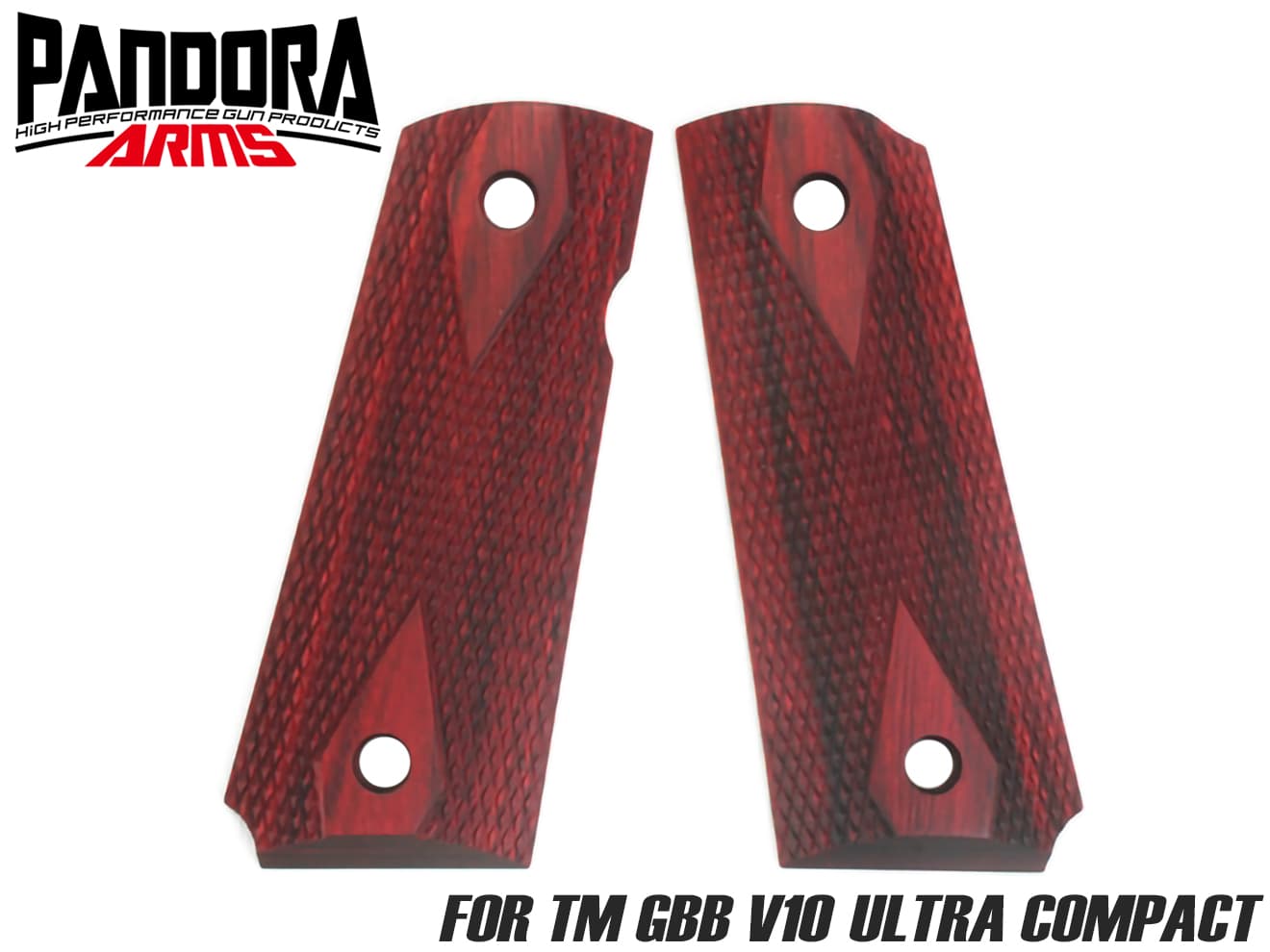 PANDORA ARMS ウッドグリップ  V10 ULTRA COMPACT [カラー：チェッカーブラウン / チェッカーダークブラウン / チェッカーレッド]