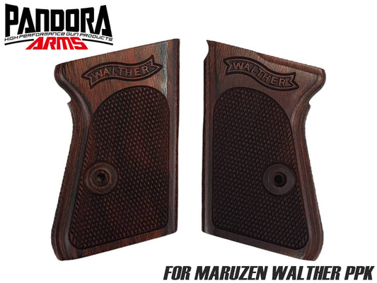 PANDORA ARMS ウッドグリップ マルゼン製 ワルサーPPK<チェッカー/ブラウン>