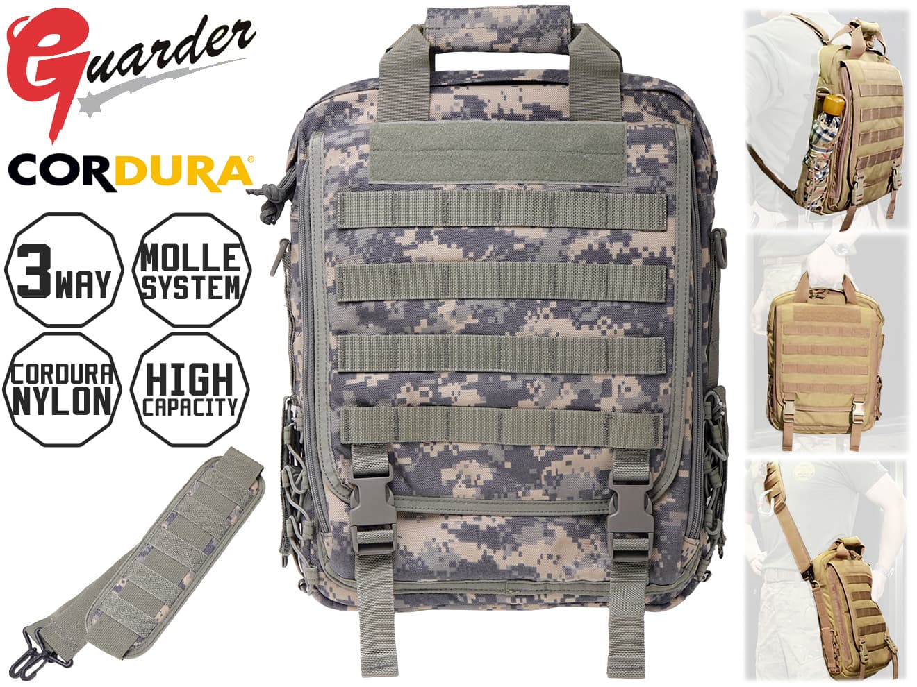 GUARDER 3WAY MOD タクティカルバッグ [ACU / Brown / DegitalDesert / DegitalWoodland / MultiCAM / OD / Woodland]