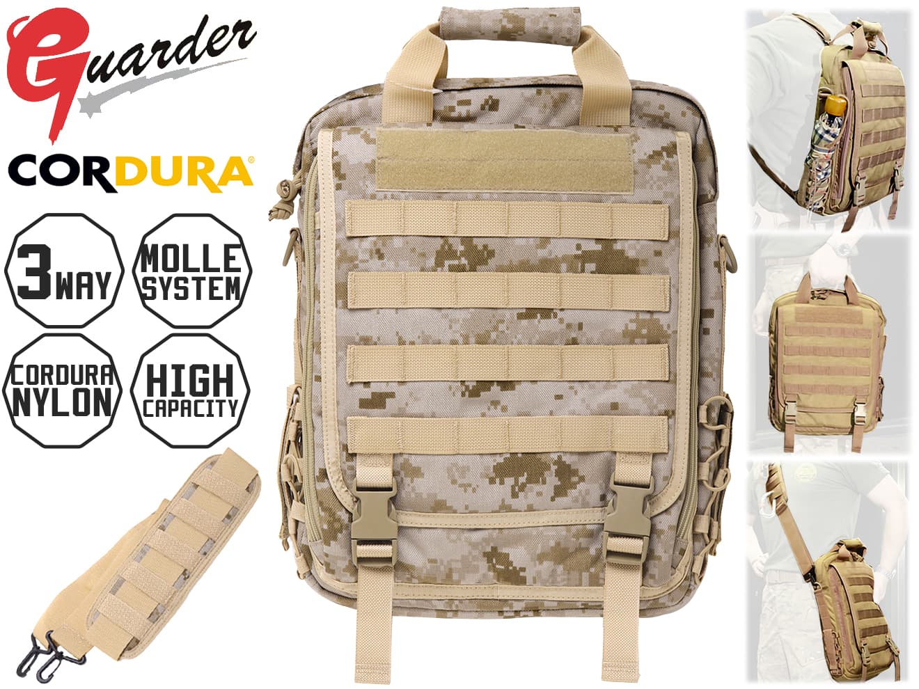 GUARDER 3WAY MOD タクティカルバッグ [ACU / Brown / DegitalDesert / DegitalWoodland / MultiCAM / OD / Woodland]