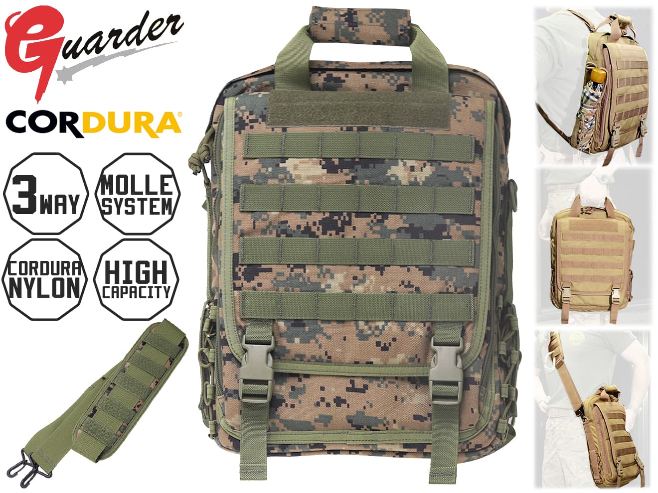 GUARDER 3WAY MOD タクティカルバッグ [ACU / Brown / DegitalDesert / DegitalWoodland / MultiCAM / OD / Woodland]
