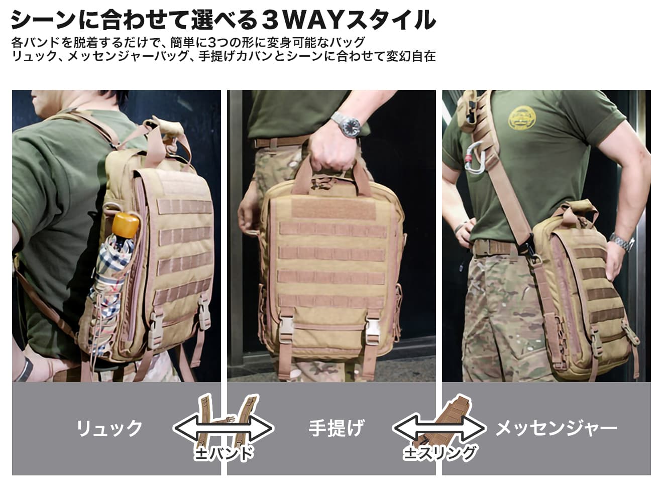 GUARDER 3WAY MOD タクティカルバッグ [ACU / Brown / DegitalDesert / DegitalWoodland / MultiCAM / OD / Woodland]