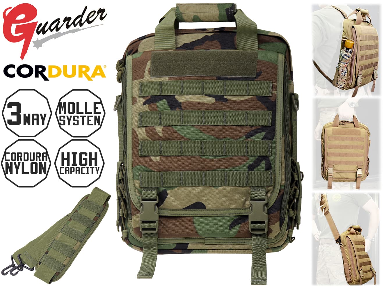 GUARDER 3WAY MOD タクティカルバッグ [ACU / Brown / DegitalDesert / DegitalWoodland / MultiCAM / OD / Woodland]