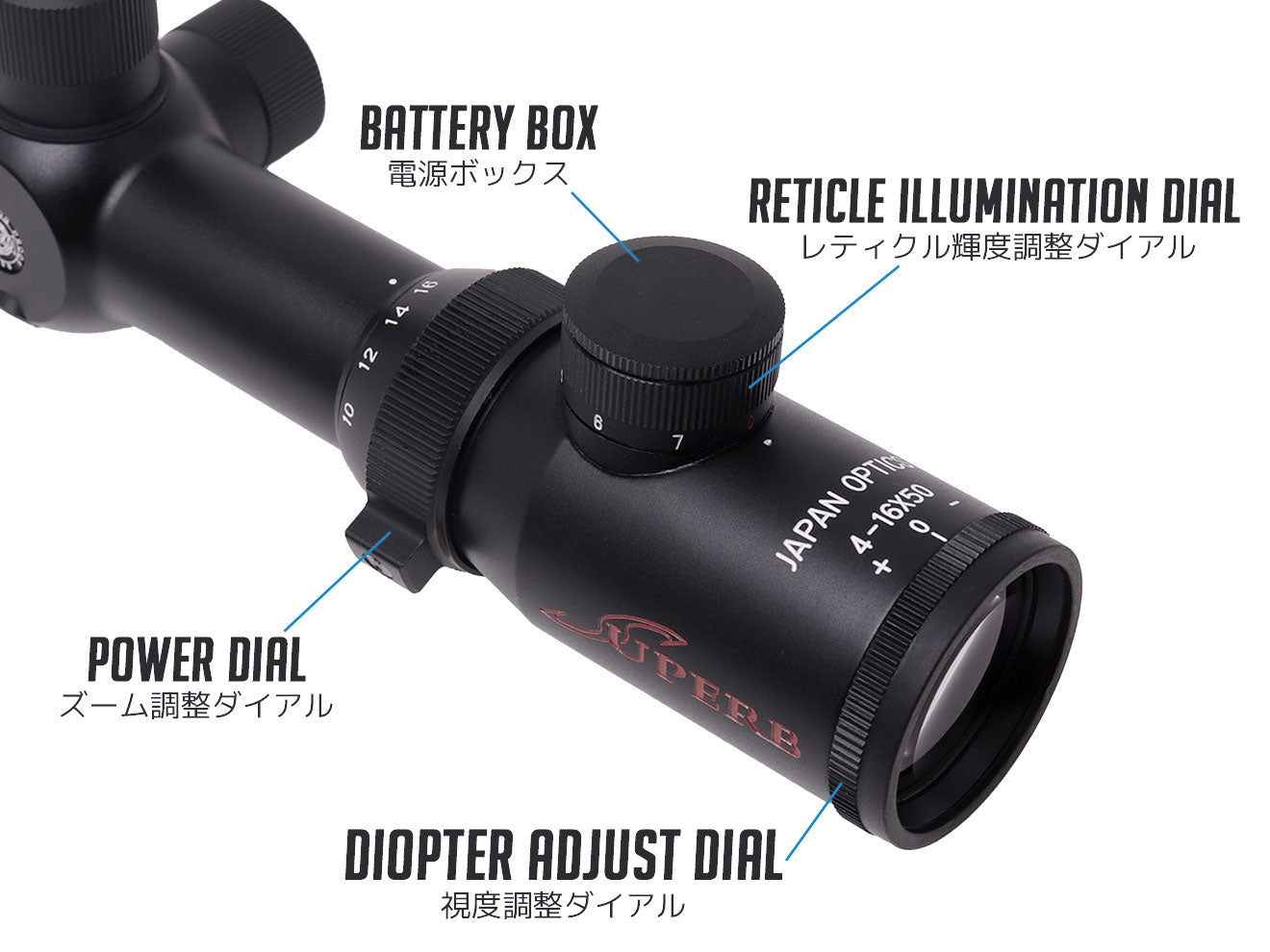 JOL SUPERBシリーズ イルミネーション付 ライフルスコープ  [倍率：1.5-6倍 / 2.5-10倍 / 4-16倍]