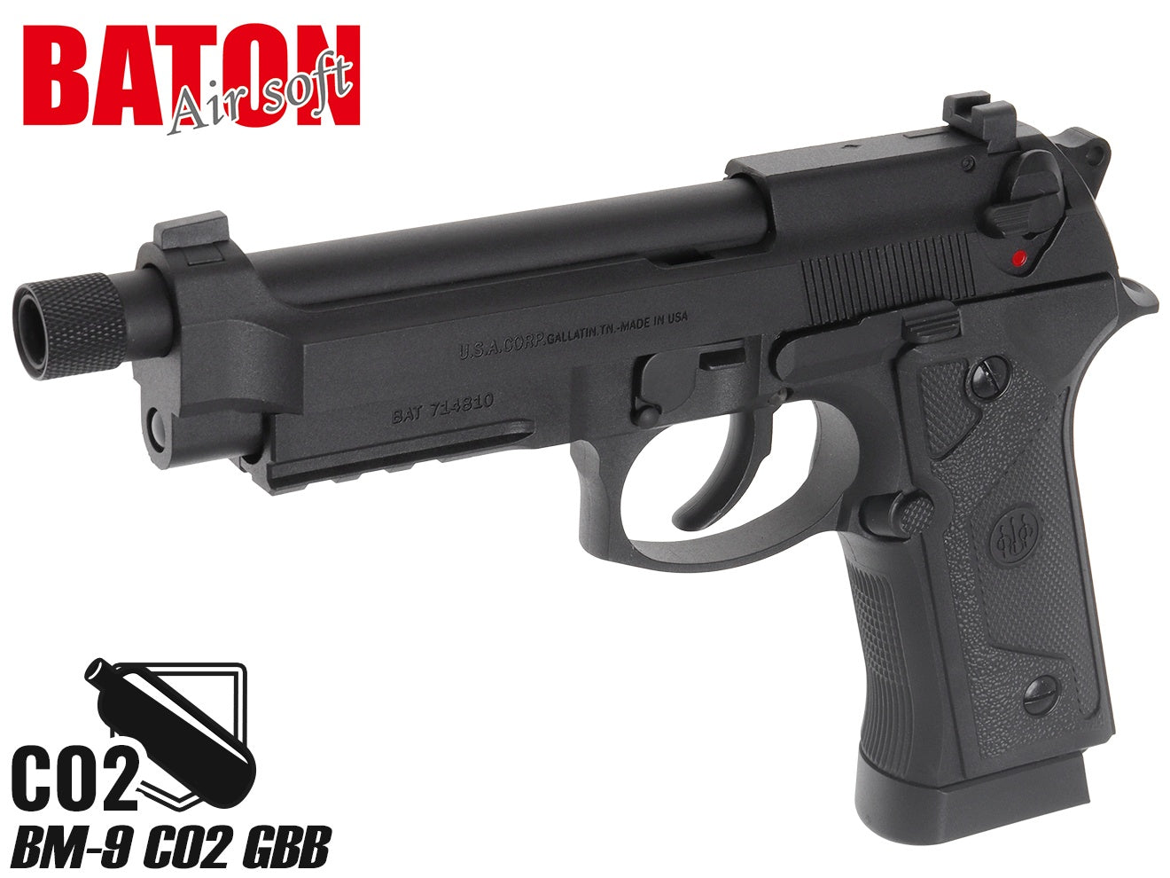 BATON airsoft BM-9 CO2 GBB ガスガン本体 [カラー：ブラック / FDE]