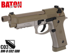BATON airsoft BM-9 CO2 GBB ガスガン本体 [カラー：ブラック / FDE]