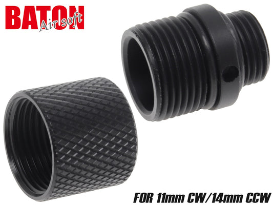 BATON airsoft 11mm正ネジ →14mm逆ネジアダプター BK