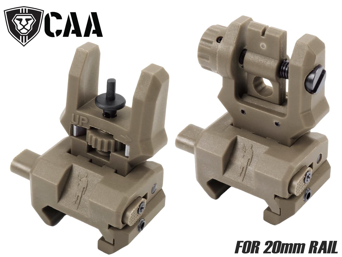 CAA Airsoft FSS フリップアップ サイトセット for 20mmレール [カラー：BK / DE]
