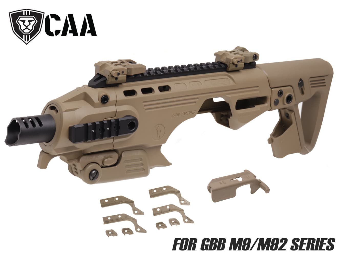 CAA Airsoft RONI-B ピストル カービン コンバージョンキットfor Beretta M9 / M9A1 [カラー：BK / DE]