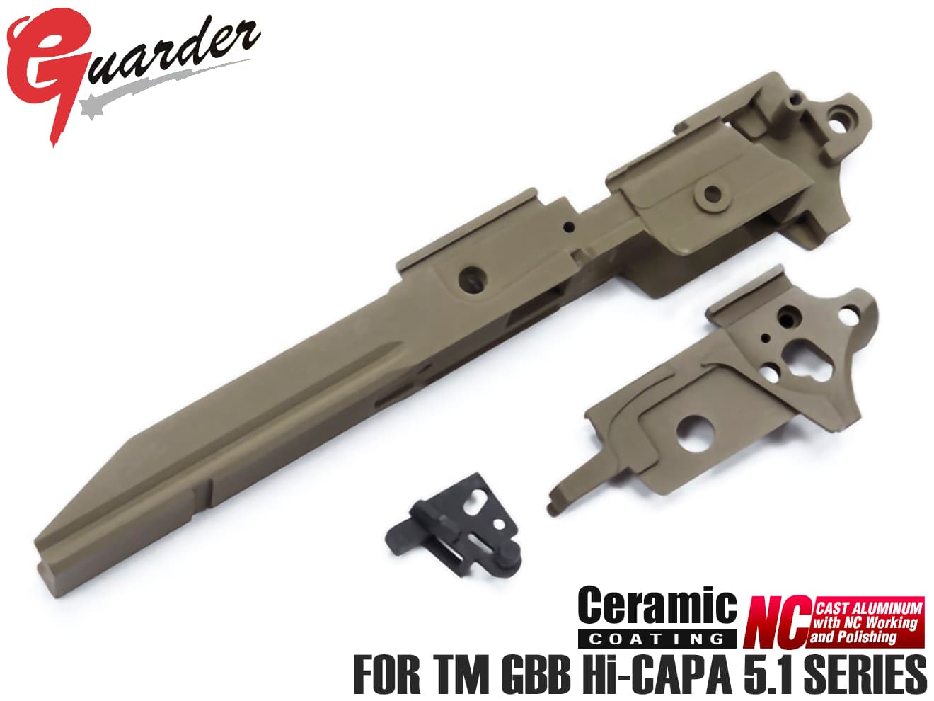GUARDER アルミ 軽量ミッドフレーム ゴールドマッチタイプ for TM GBB Hi-CAPA5.1 [タイプ：NO MARKING / INFINITY / STI 2011 / SVI]