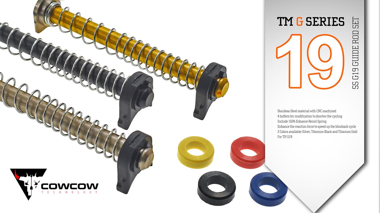 COWCOW TECHNOLOGY ステンレス リコイルスプリングガイド 東京マルイ GBB G19 [カラー：シルバー / TiALNブラック / TiNゴールド]