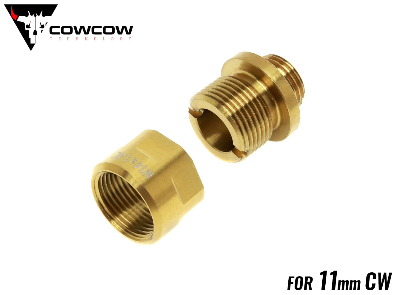 COWCOW TECHNOLOGY A01 サイレンサーアダプター TiALN (11mm正ネジ→14mm逆ネジ♂) [カラー：ブラック / シルバー / ゴールド / レインボー]