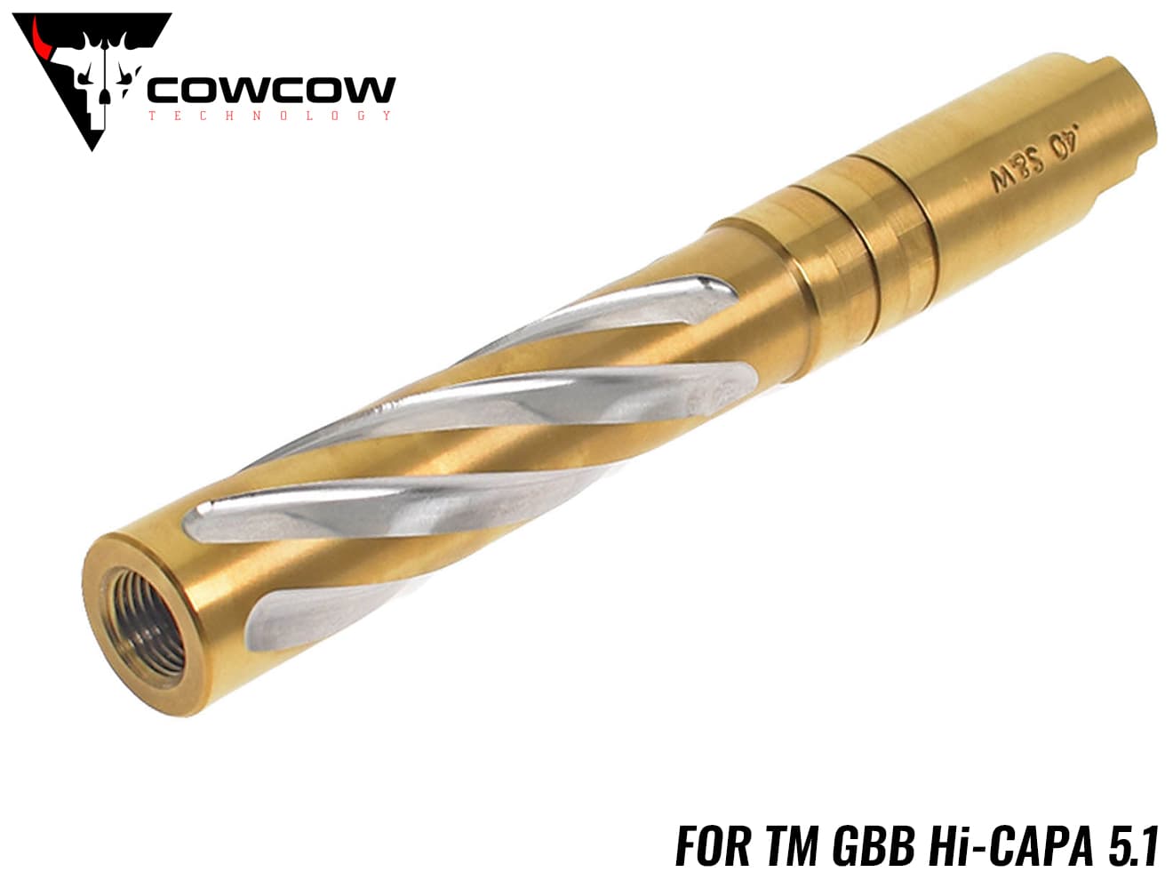 COWCOW TECHNOLOGY Tornado ステンレス スレッドアウターバレル .40S&W TM Hi-CAPA5.1 [カラー：シルバー / TiALNブラック / TiNゴールド]