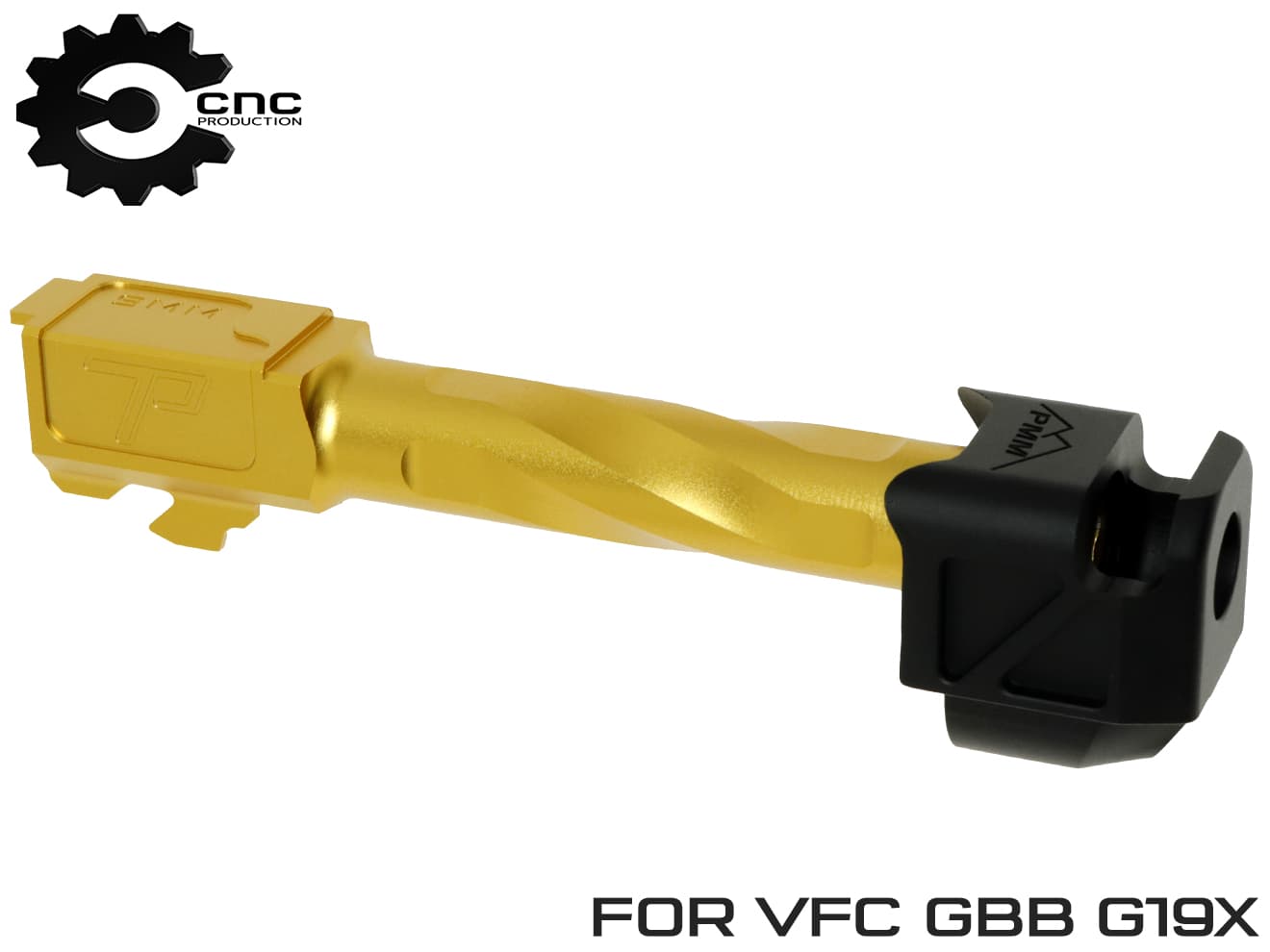 CNC Production PMM GLOCK コンペンセイター & ZP スパイラルフルートバレル セット VFC(UMAREX)  G19X [カラー：ブラック・ゴールド / ガンメタ・ローズゴールド]