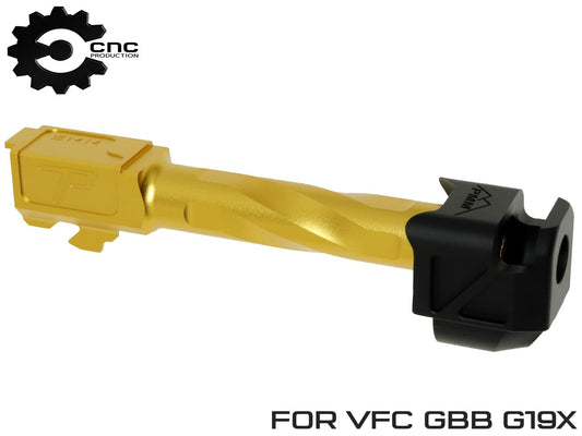 CNC Production PMM GLOCK コンペンセイター & ZP スパイラルフルートバレル セット VFC(UMAREX)  G19X [カラー：ブラック・ゴールド / ガンメタ・ローズゴールド]