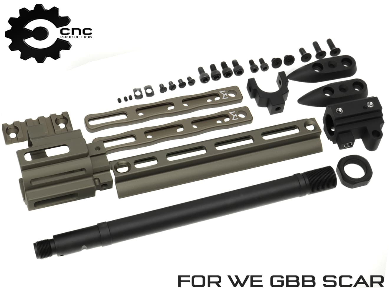 CNC Production アルミCNC MRE M-LOKレールエクステンションKIT WE GBB SCARシリーズ [カラー：ブラック / DE]  | ミリタリーベース – ミリタリーベース - MILITARY BASE -