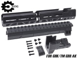 CNC Production JM アルミCNC M-LOK ハンドガード w/ レールドガスチューブ for GHK/マルイ GBB AK [サイズ：6.1インチ / 10.64インチ / 14.25インチ]