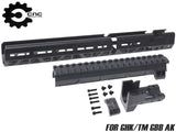 CNC Production JM アルミCNC M-LOK ハンドガード w/ レールドガスチューブ for GHK/マルイ GBB AK [サイズ：6.1インチ / 10.64インチ / 14.25インチ]