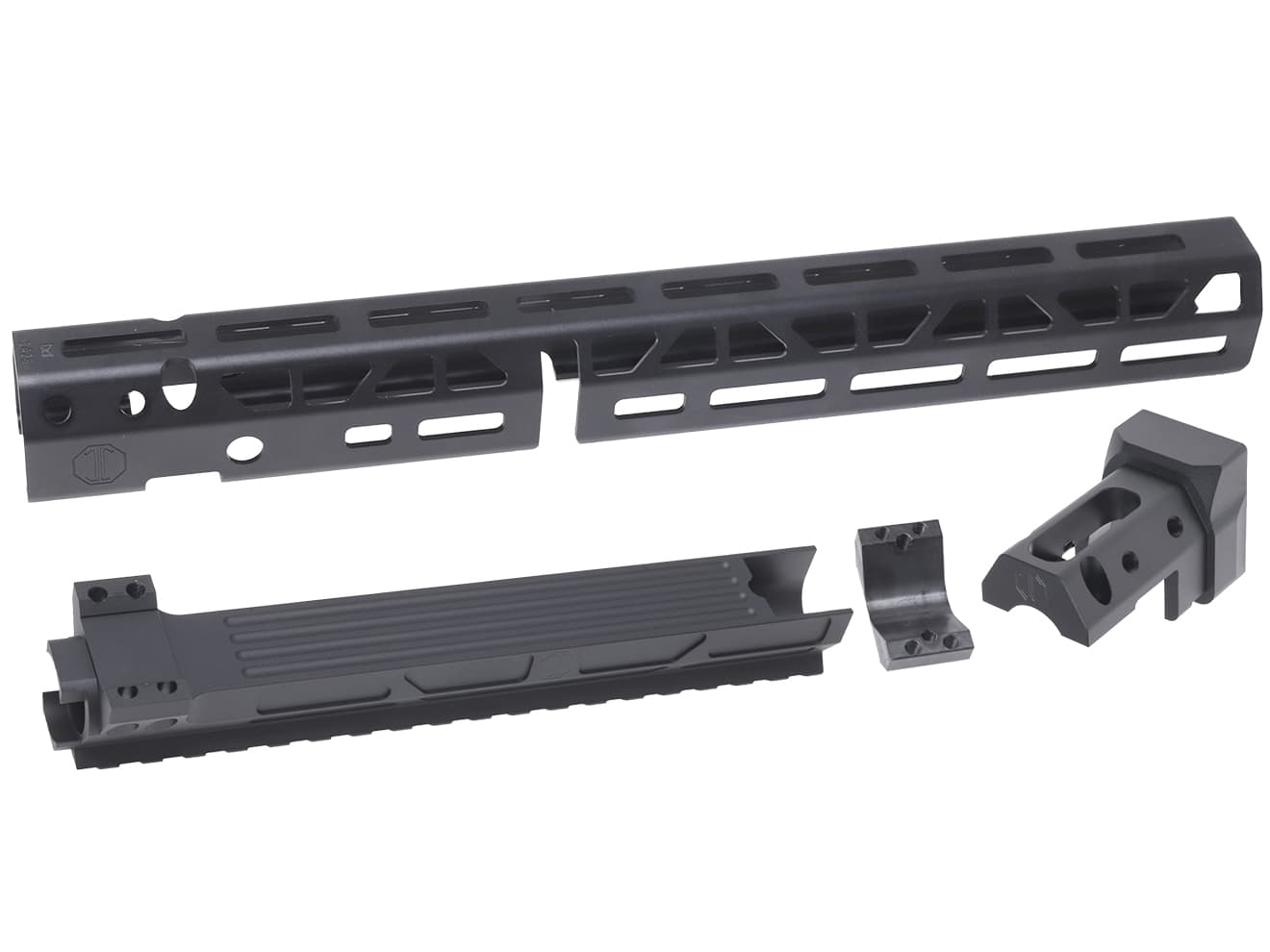 CNC Production JM アルミCNC M-LOK ハンドガード w/ レールドガスチューブ for GHK/マルイ GBB AK [サイズ：6.1インチ / 10.64インチ / 14.25インチ]