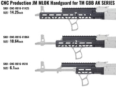 CNC Production JM アルミCNC M-LOK ハンドガード w/ レールドガスチューブ for GHK/マルイ GBB AK [サイズ：6.1インチ / 10.64インチ / 14.25インチ]