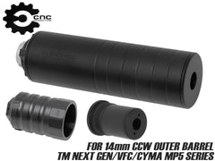 CNC Production Omega9Kタイプ サプレッサー for 14mmCCW / MP5 [セット内容：本体のみ / マズルブレーキセット / マズルブレーキ＋トレーサー]