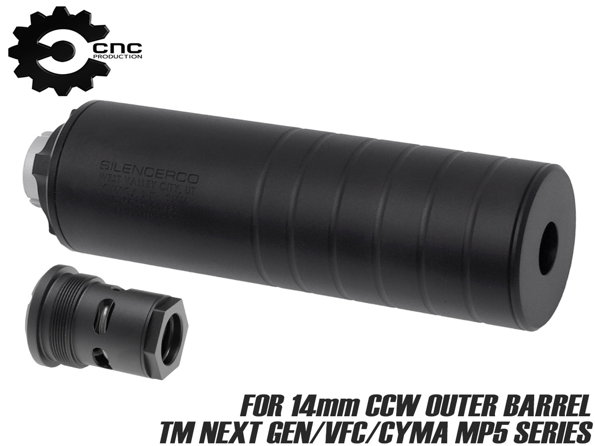 CNC Production Omega9Kタイプ サプレッサー for 14mmCCW / MP5 [セット内容：本体のみ / マズルブレーキセット / マズルブレーキ＋トレーサー]