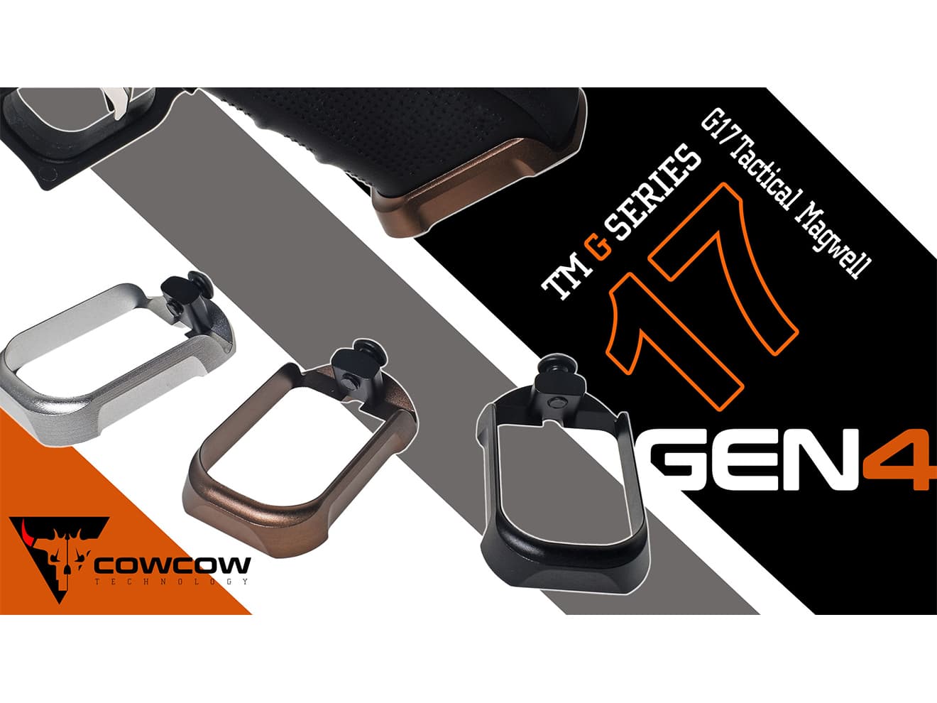 COWCOW TECHNOLOGY アルミCNC タクティカルマグウェル TM G17 Gen4 [カラー：ブラック / フラットダークアース / シルバー]