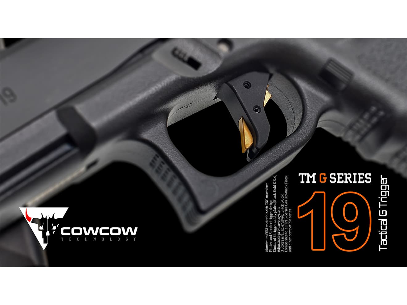 COWCOW TECHNOLOGY アルミCNC アジャスタブルタクティカルトリガー GLOCK [カラー：ブラック / ゴールド / シルバー]