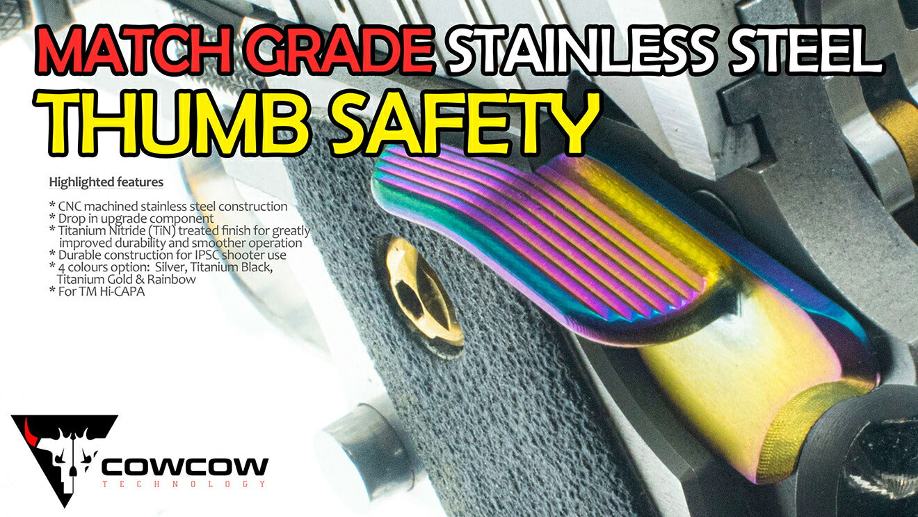 COWCOW TECHNOLOGY ステンレスCNC マッチグレード アンビサムセーフティ マルイ Hi-CAPAシリーズ [カラー：ブラック / シルバー / ゴールド / レインボー]